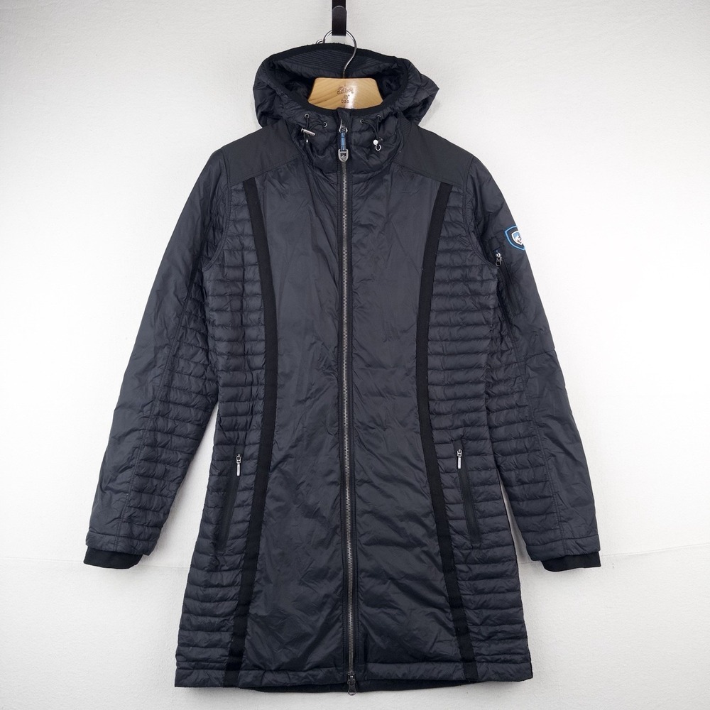Kuhl Spyfire Parka Jacket Black Long Hooded Down Puffer Coat Women's  Small